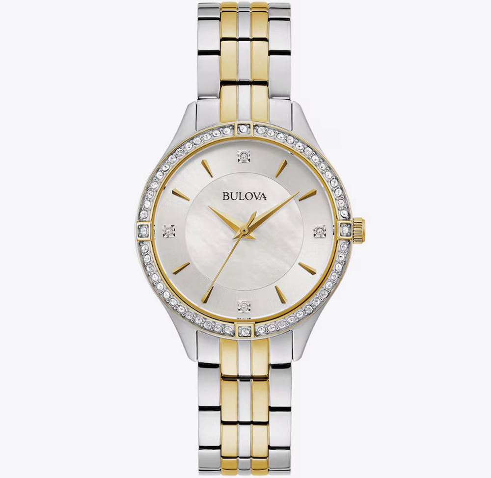 Bulova Women's Quartz Crystal Accent Two-Tone 32mm Watch 98L273 $375 RETAIL